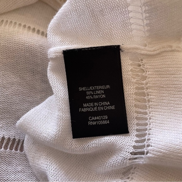 L.A.M.B. White Multi Linen Blend Long Sleeve V-Neck Light Weight Sweater Size S - Picture 6 of 12